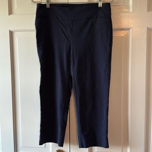 ZAC & RACHEL NAVY BLUE CAPRI CROPPED PANTS SIZE 8 PULL ON ELASTIC